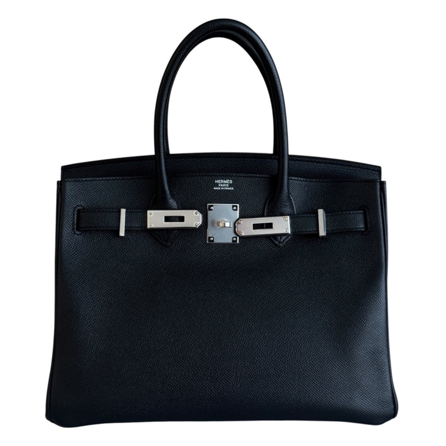 Hermes Birkin 30 Black Noir Epsom Leather Palladium Hardware RARE