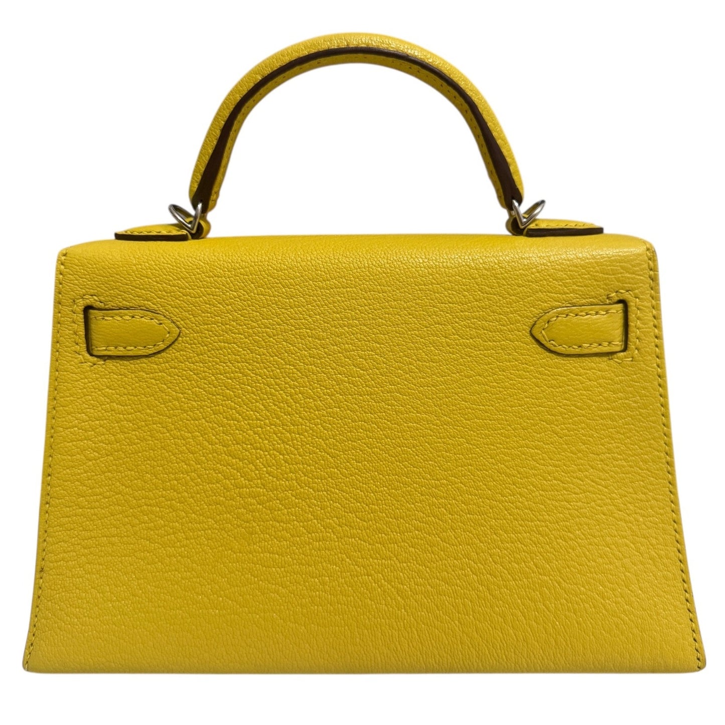 Hermes Kelly Mini 20 Verso Jaune Naples Gris Perle Chèvre Leather Palladium HWR