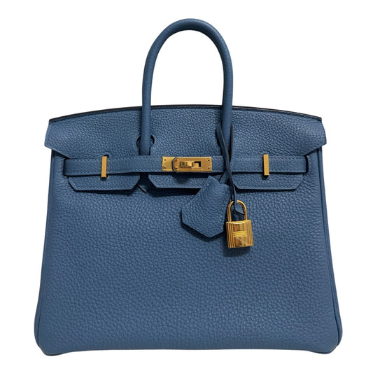 Hermes Birkin 25 Blue Azur Togo Leather Gold Hardware RARE