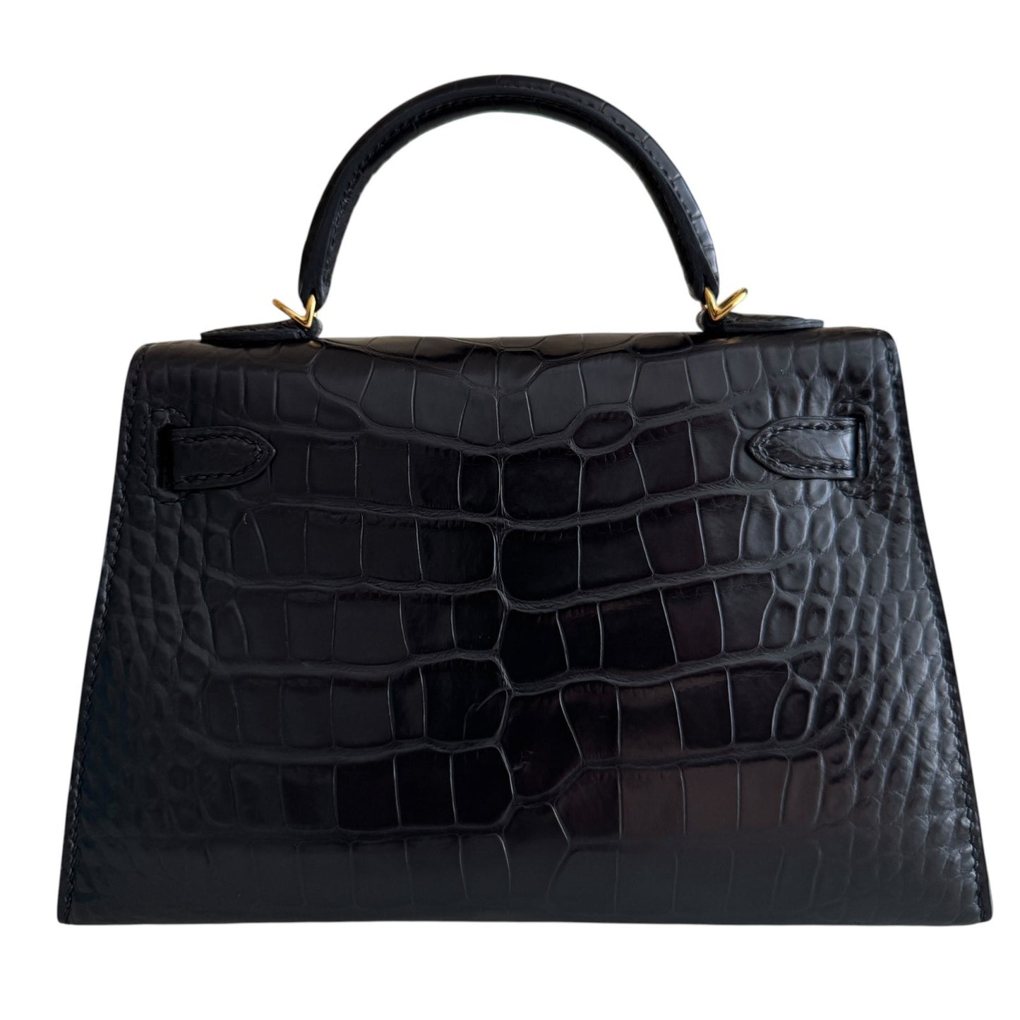 Hermes Kelly Mini 20 Matte Alligator Leather Black Noir Gold Hardware