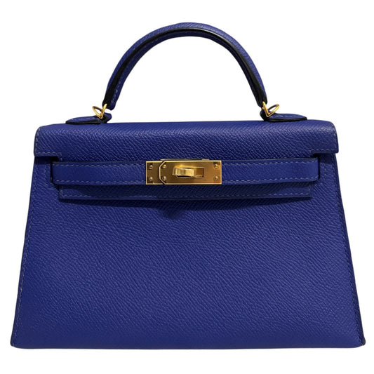 Hermes Kelly Mini 20 Blue Electric Epsom Leather Gold Hardware RARE