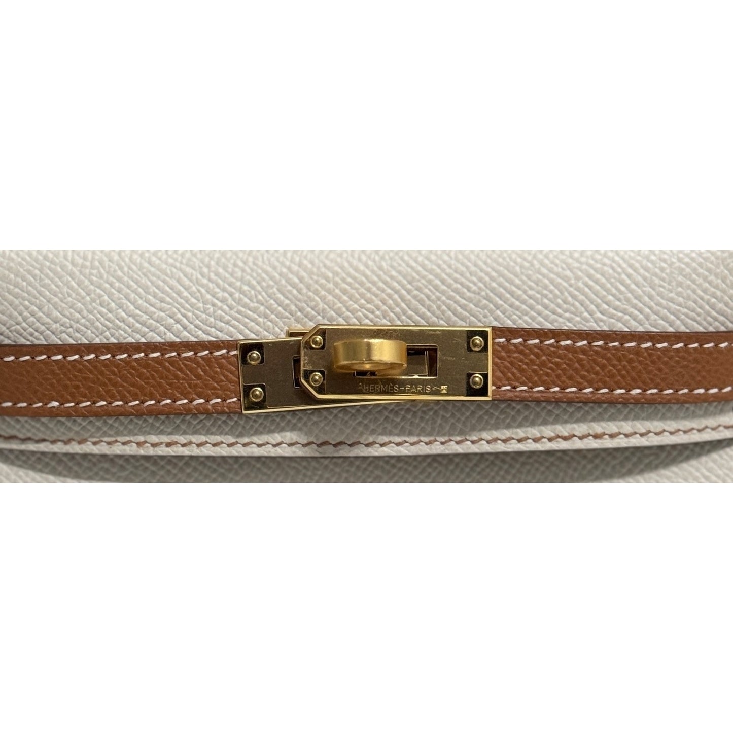 Hermes Kelly Mini 20 Special Order Craie & Gold Tan Epsom Leather Gold Hardware
