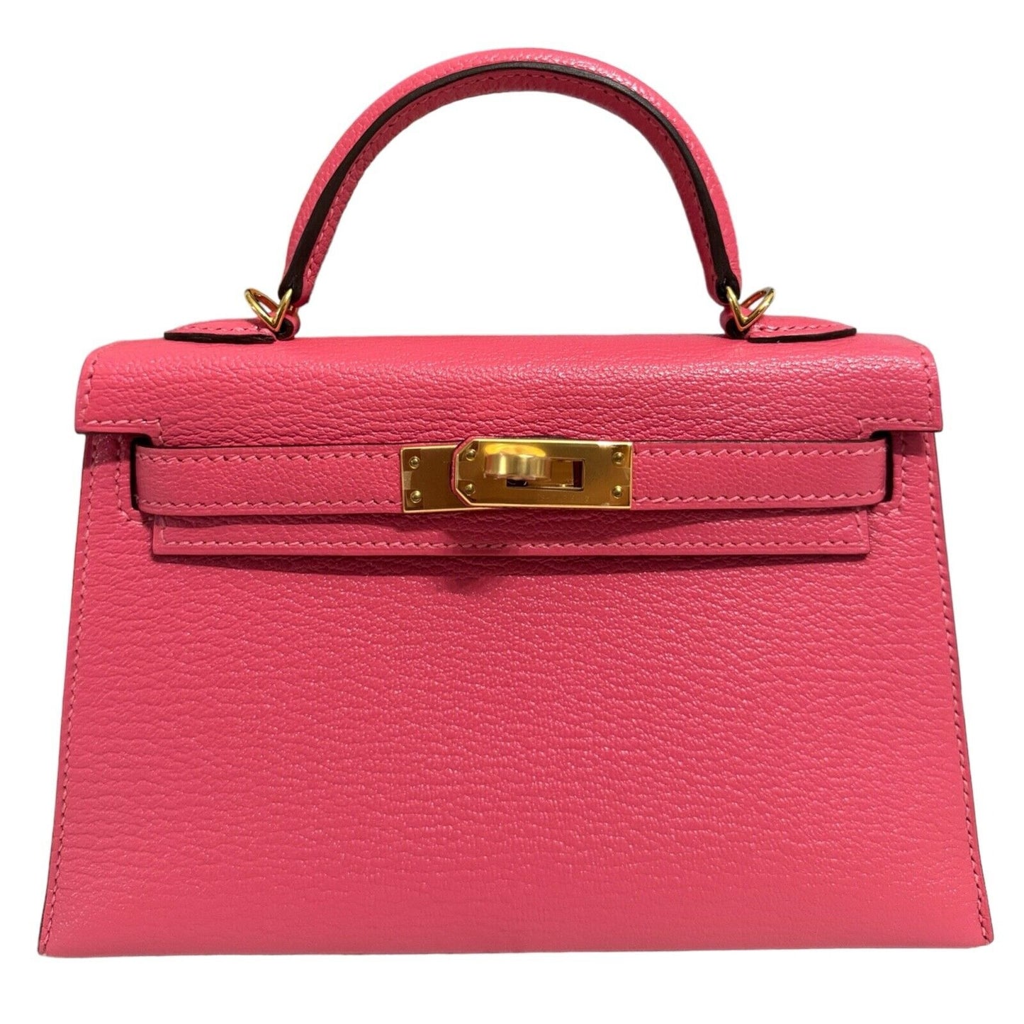 Hermes Kelly Mini 20 Rose Lipstick Pink Chèvre Leather Gold Hardware RARE