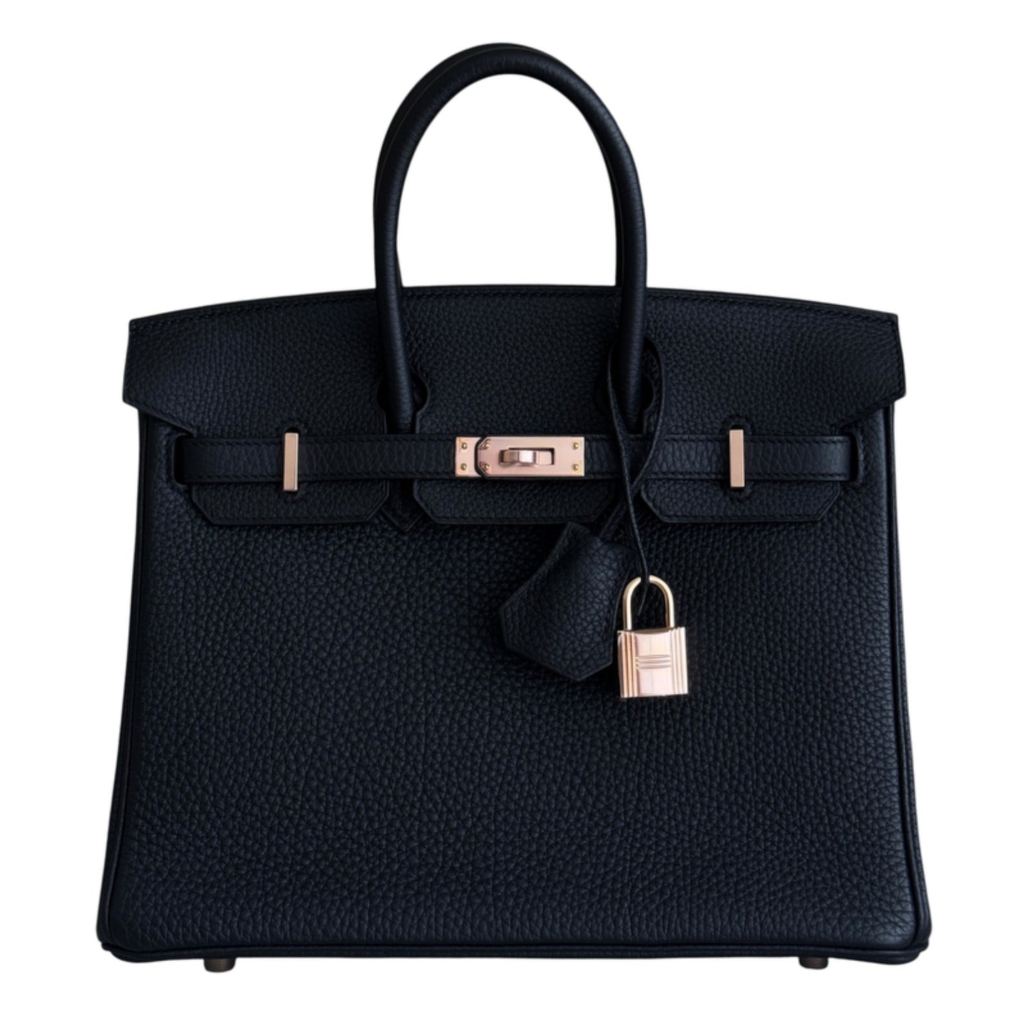 Hermes Birkin 25 Black Noir Togo Leather Rose Gold Hardware RARE