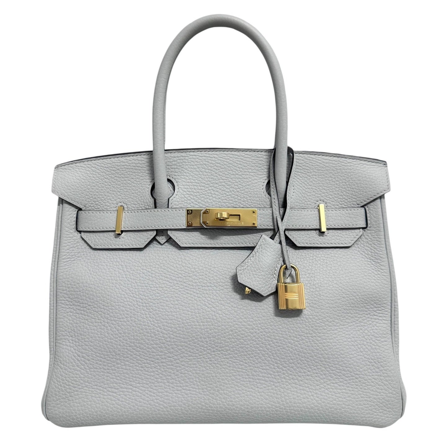 Hermes Birkin 30 Bleu Pale Blue Gray Leather Gold Hardware