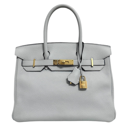 Hermes Birkin 30 Bleu Pale Blue Gray Leather Gold Hardware