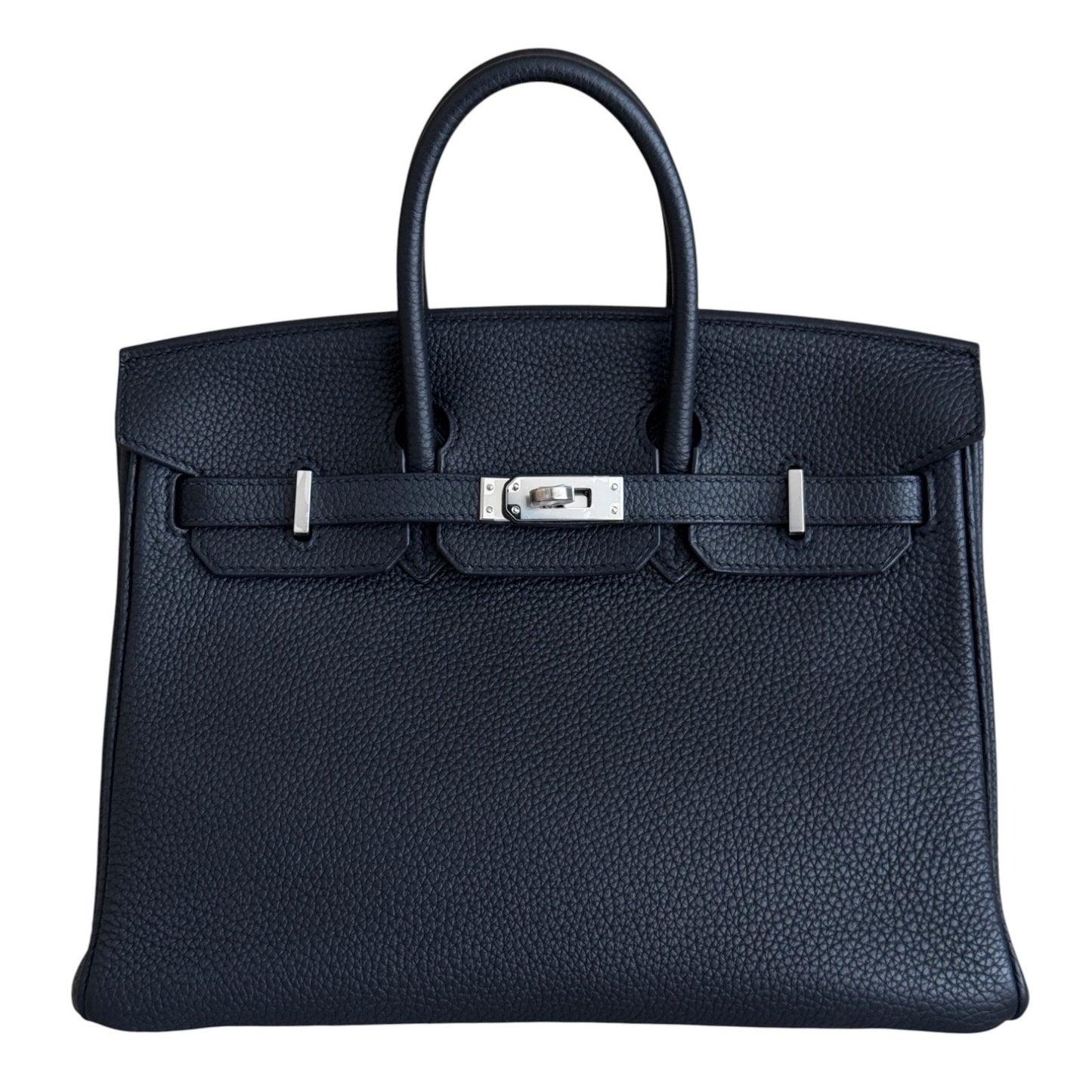 Hermes Birkin 25 Bleu Nuit Dark Blue Togo Leather Palladium Hardware RARE