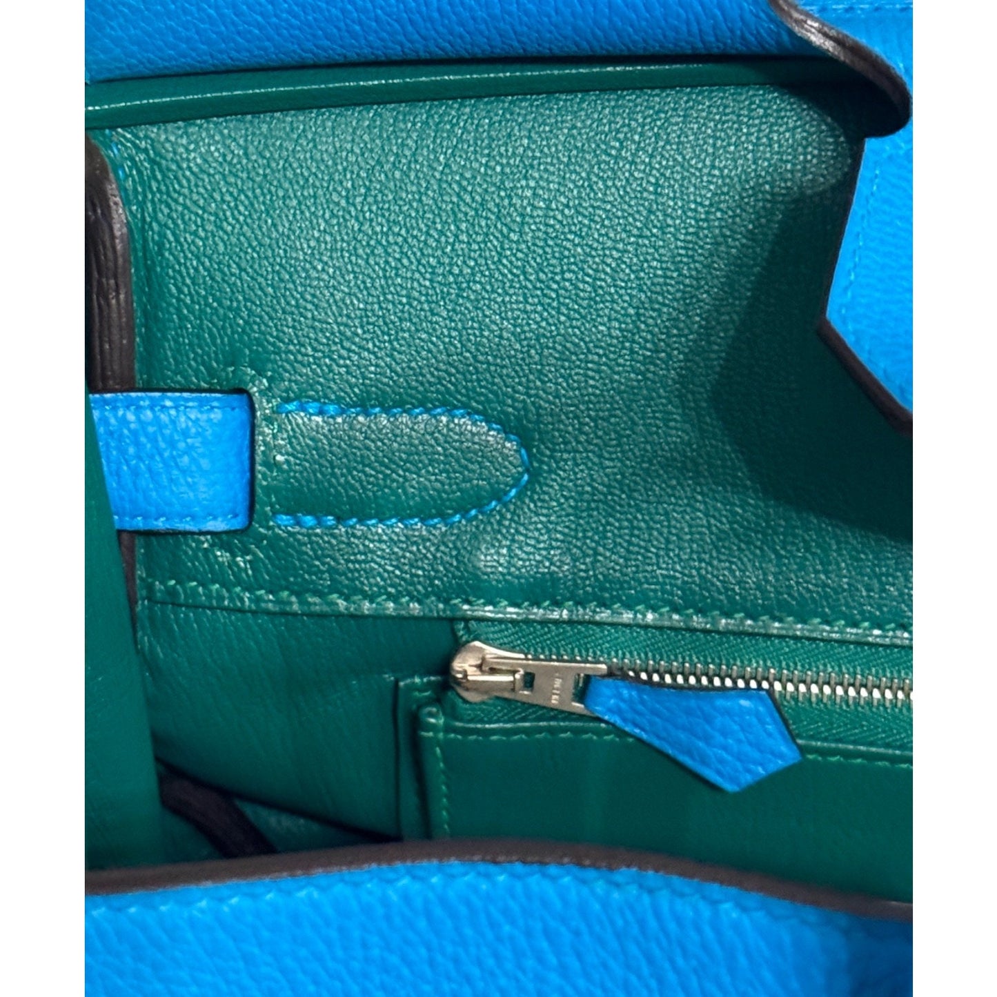 Hermes Birkin 30 Verso Blue Zanzibar Malachite Togo Leather Palladium Hardware