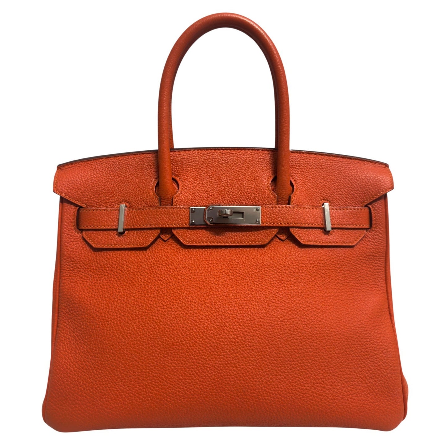 Hermes Birkin 30 Orange Feu Togo Leather Palladium Hardware