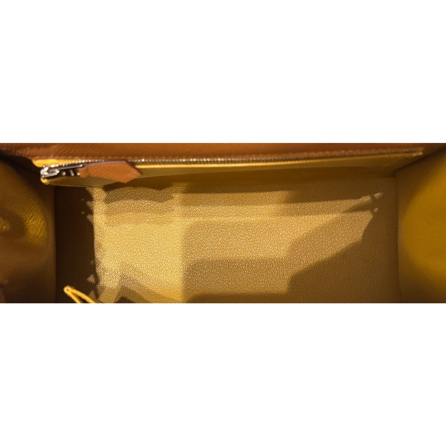 Hermes Kelly 25 Sellier Verso Gold Tan Jaune Ambre Epsom Leather Palladium HWR