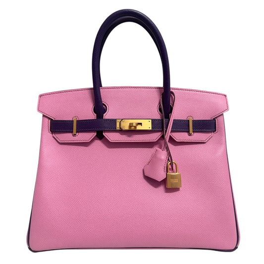 Hermes Birkin 30 Special Order Bubblegum Pink Ultra Violet Epsom Brushed Gold