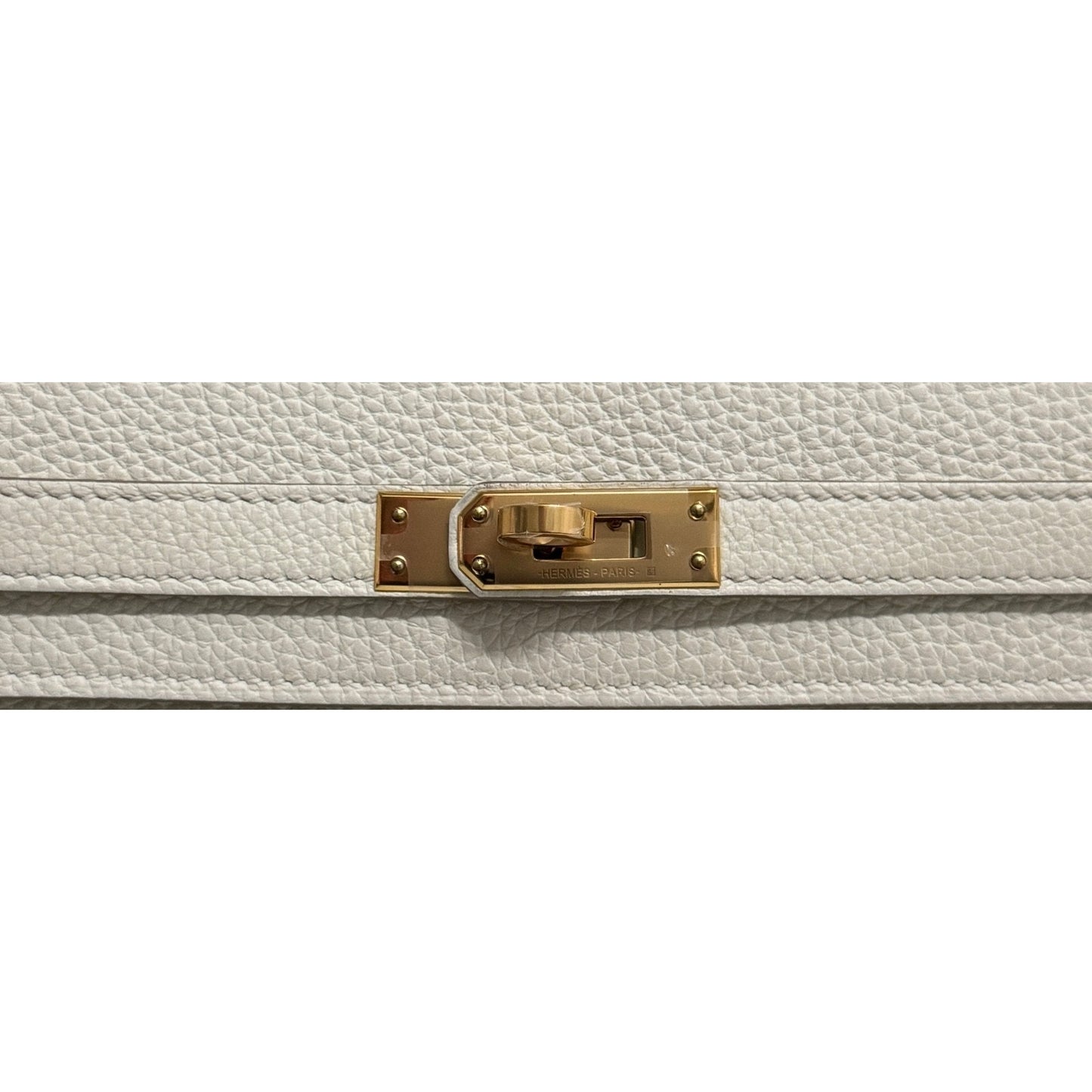 Hermes Kelly 25 Mushroom Gray White Togo Leather Gold Hardware