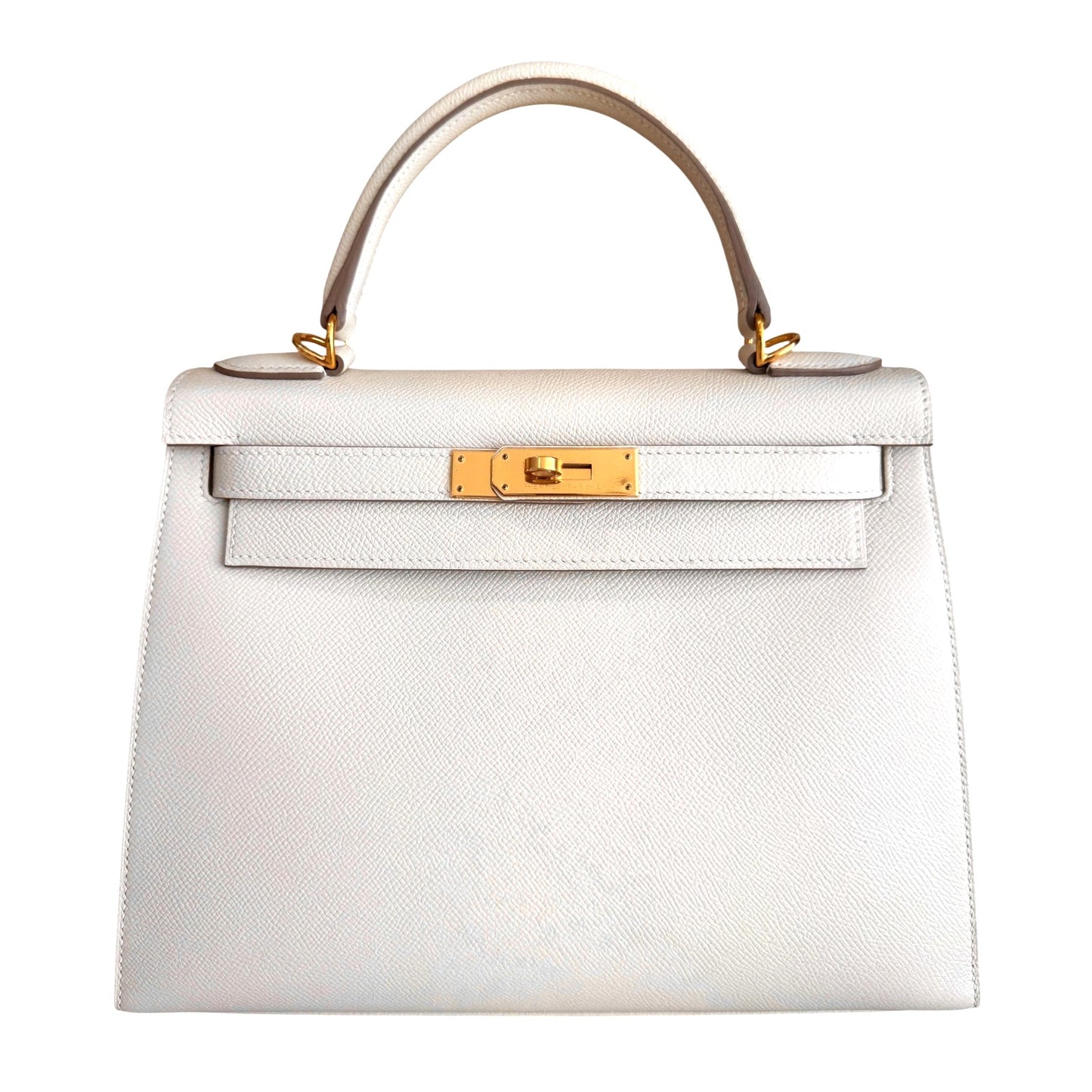 Hermes Kelly 28 Sellier Craie White Epsom Leather Gold Hardware RARE