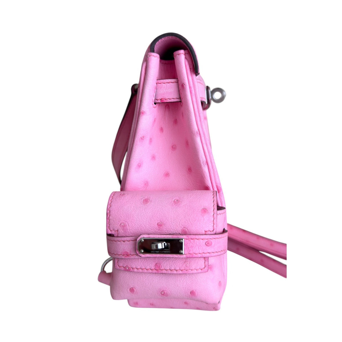 Hermes Kelly Mini Jump Backpack Bubblegum Pink Ostrich Leather Palladium