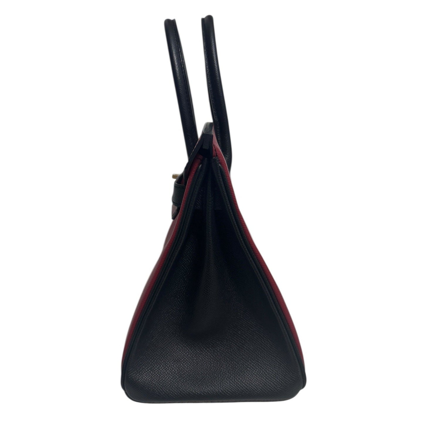 Hermes Birkin 30 Special Order Black Rouge H Red Epsom Brushed Gold Hardware