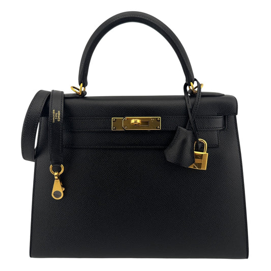 Hermes Kelly 28 Sellier Black Noir Epsom Leather Gold Hardware