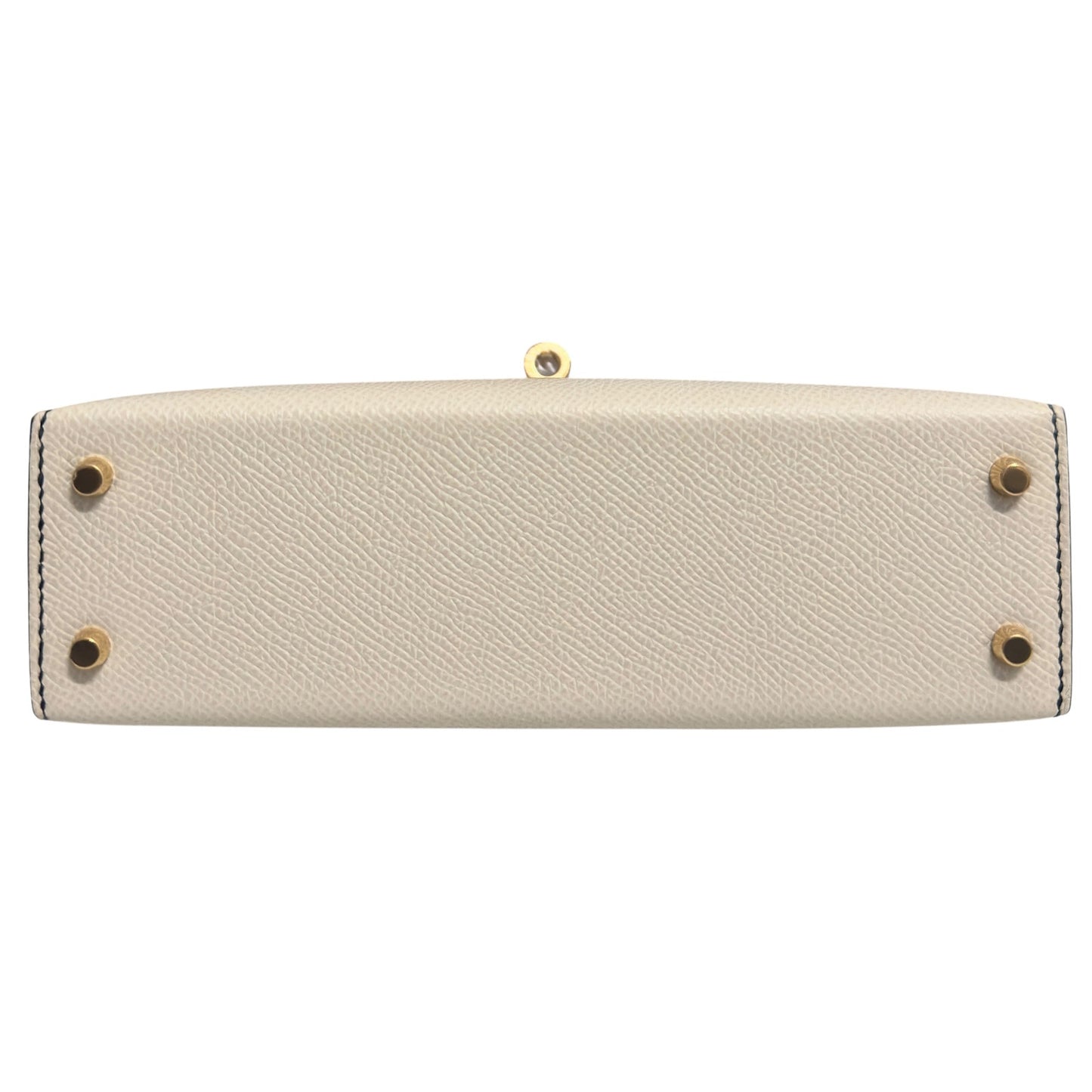 Hermes Mini Kelly Special Order Craie Black Epsom Leather Gold Hardware Rare