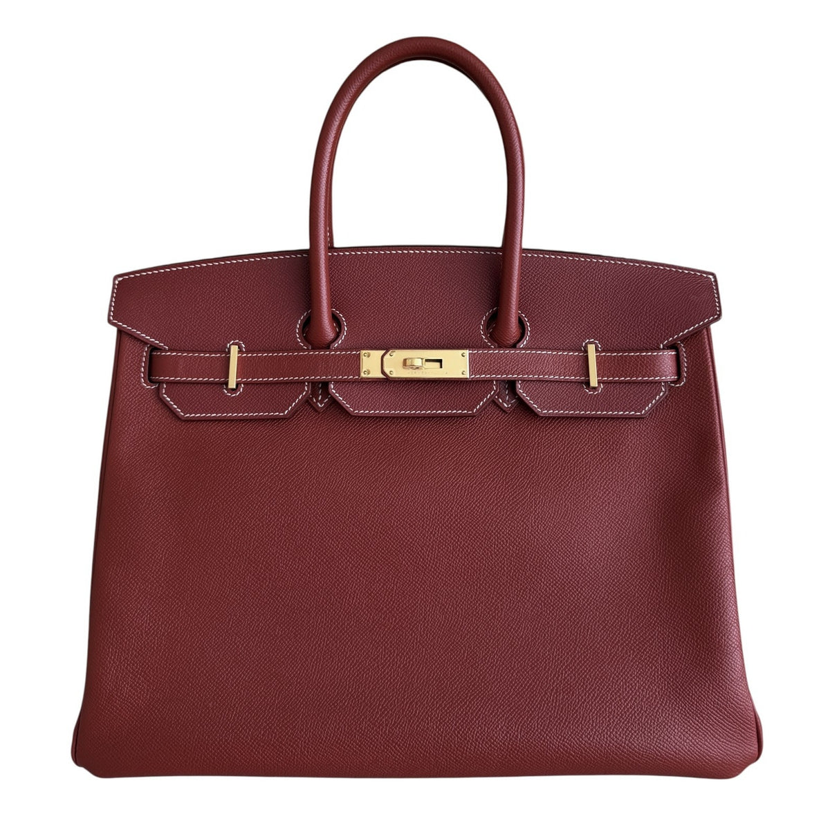 Hermes Birkin 35 Sienne Red Brown Epsom Leather Gold Hardware RARE