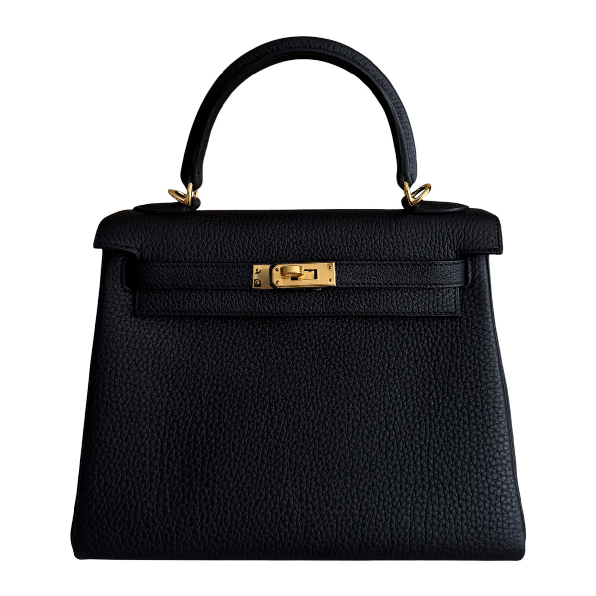 Hermes Kelly 25 Black Noir Togo Leather Gold Hardware RARE