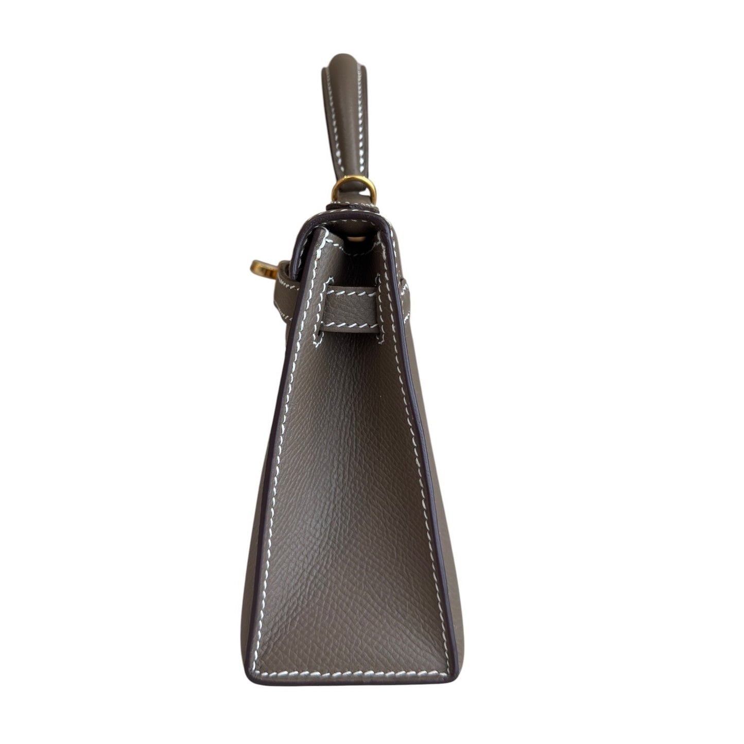 Hermes Kelly Mini 20 Etoupe Gray Epsom Leather Gold Hardware