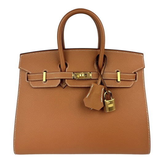 Hermes Birkin 25 Sellier Gold Tan Epsom Leather Gold Hardware Handbag