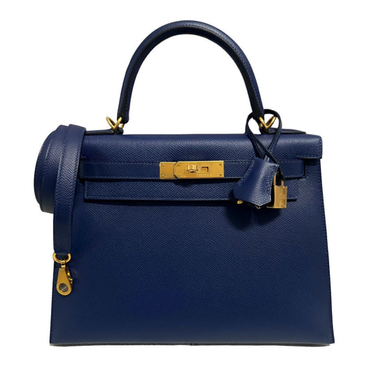 Hermes Kelly 28 Sellier Blue Sapphire Bleu Epsom Leather Gold Hardware