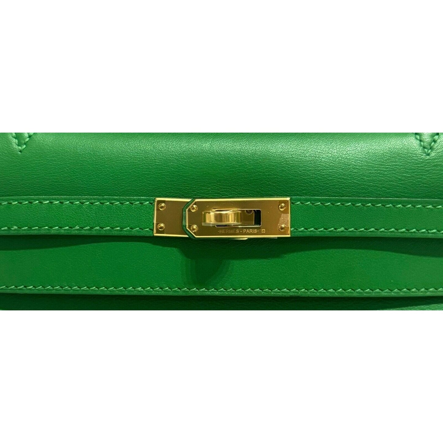 Hermès Pochette Kelly Mini Swift Bamboo Bambou Green Leather Gold Hardware