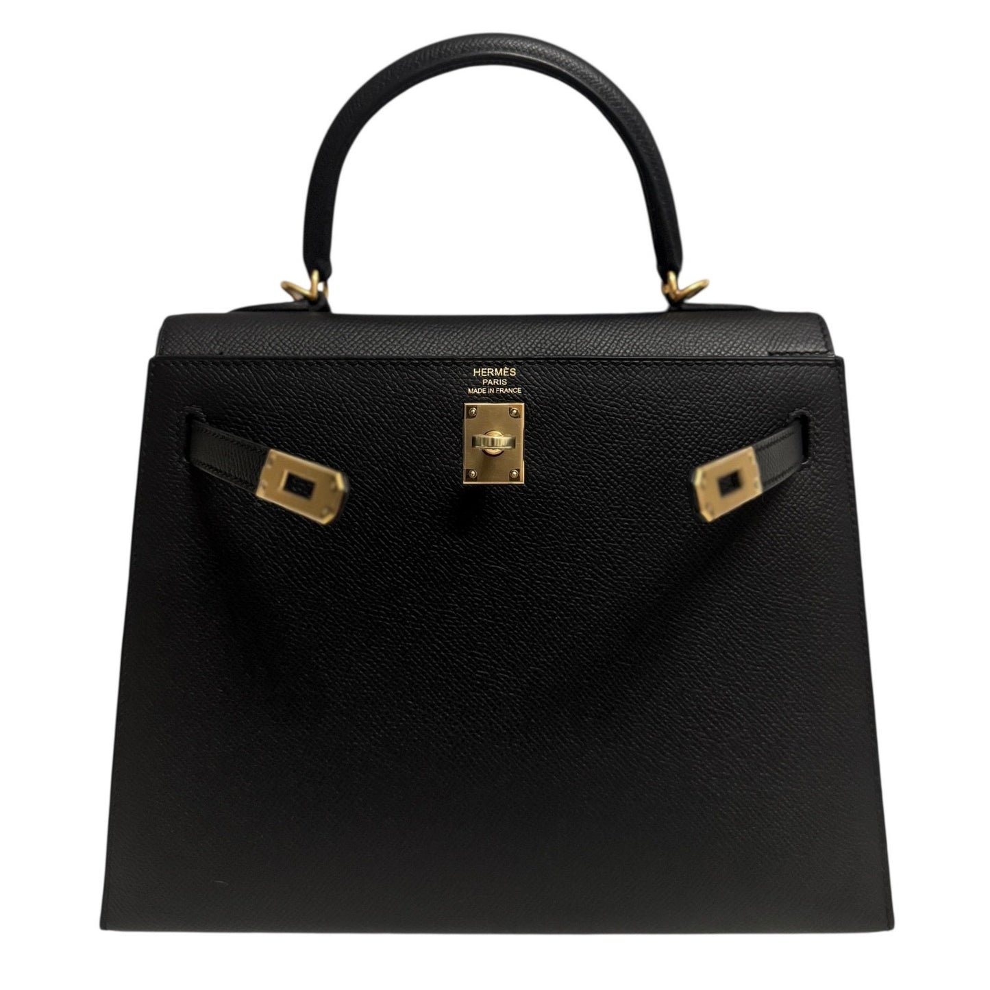 Hermes Kelly 25 Sellier Black Noir Epsom Leather Gold Hardware