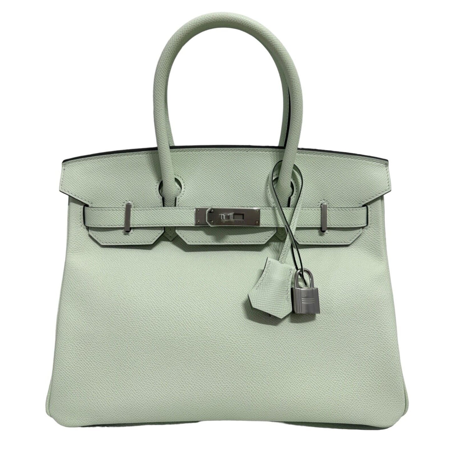 Hermes Birkin 30 Vert Fizz Green Epsom Leather Palladium Hardware Handbag 2024