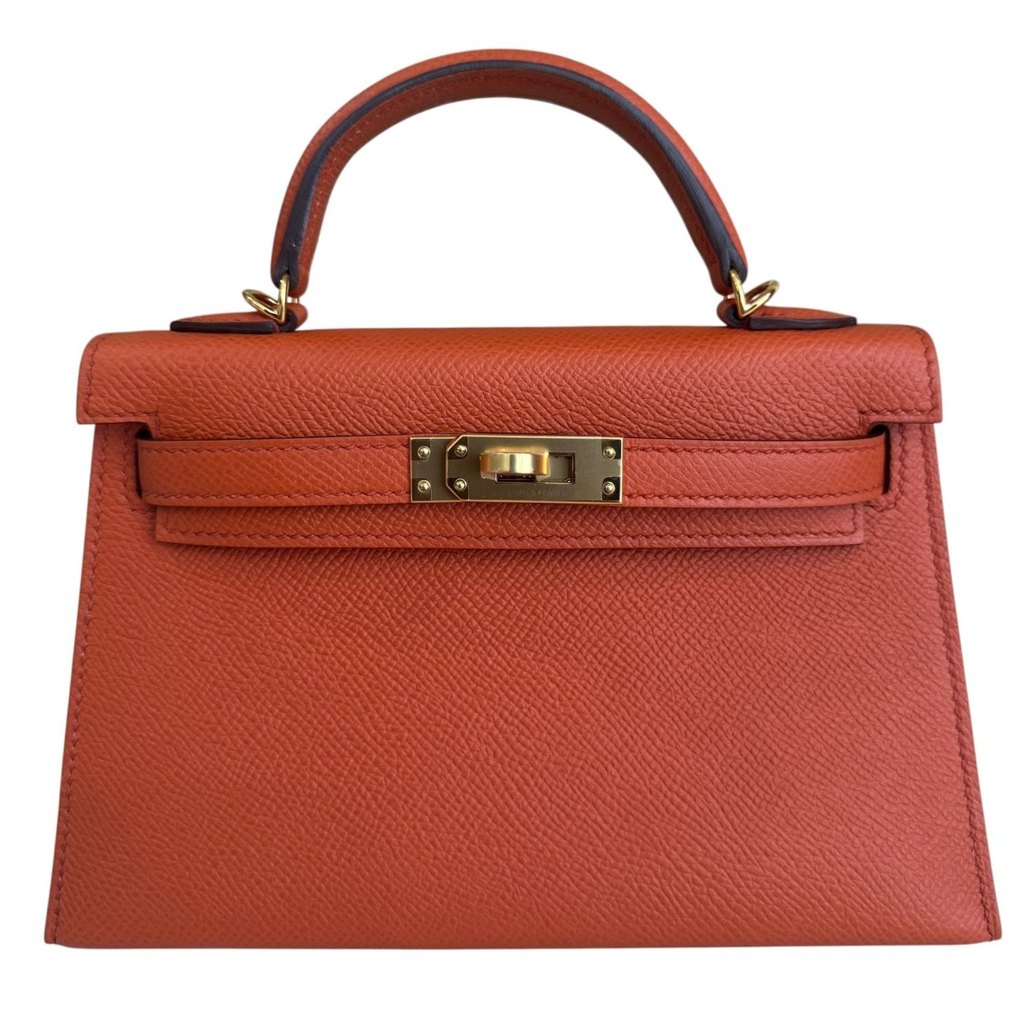 Hermes Kelly Mini 20 Terre Battue Orange Epsom Leather Gold Hardware RARE