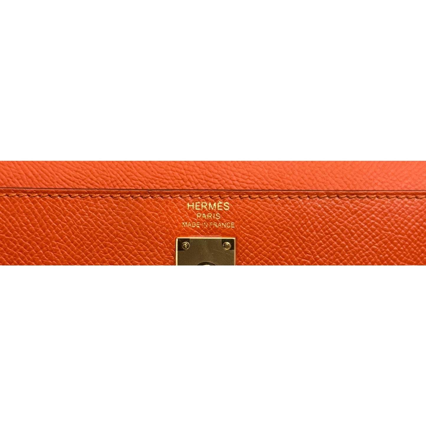 Hermes Kelly 25 Sellier Feu Orange Epsom Leather Gold Hardware