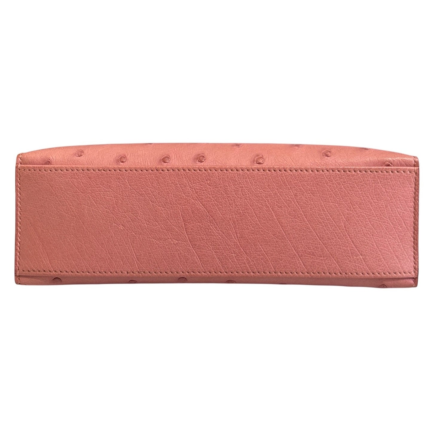 Hermes Kelly Pochette Terre Cuite Pink Ostrich Leather Palladium Hardware