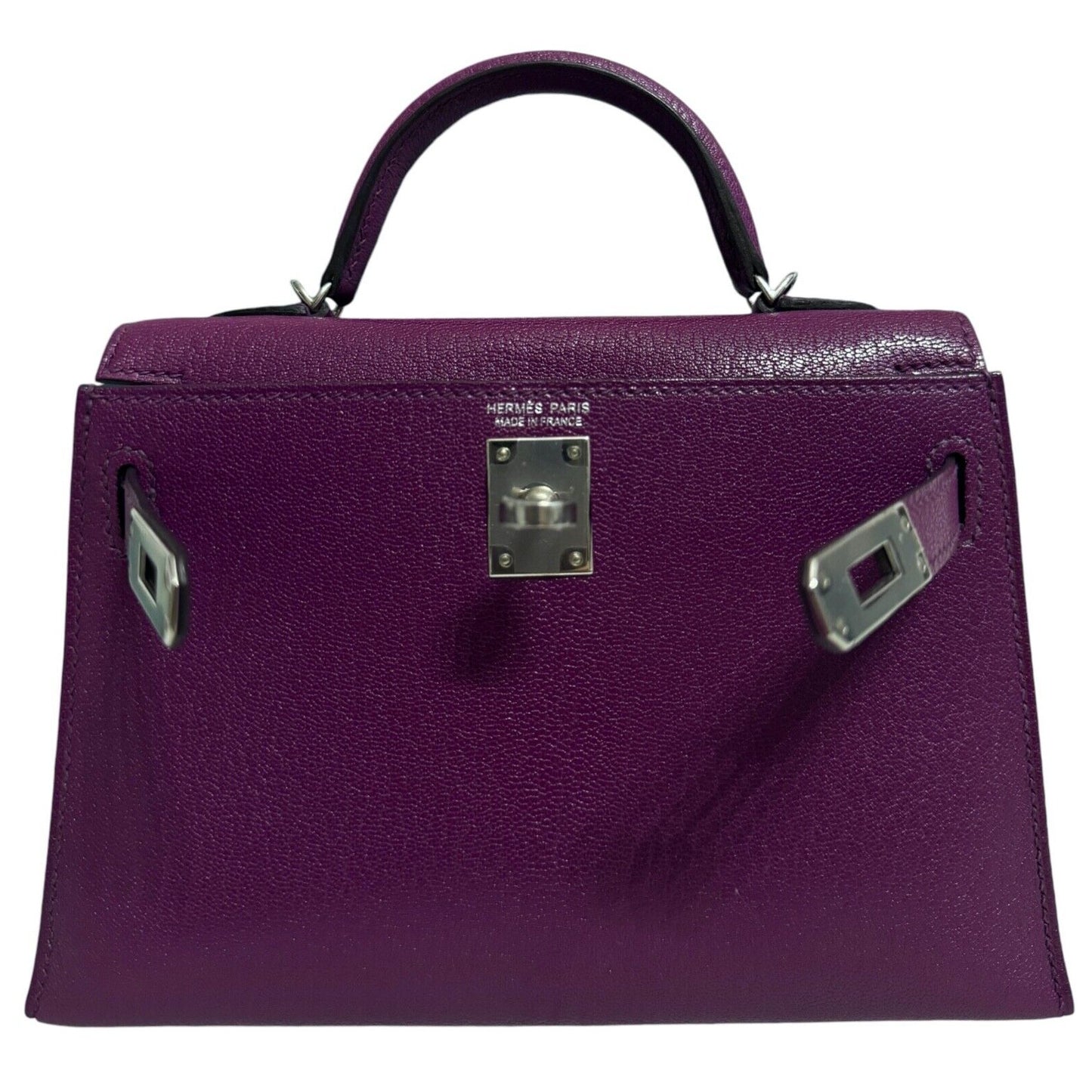 Hermes Kelly Mini 20 Anemone Purple Chèvre Leather Palladium Hardware RARE