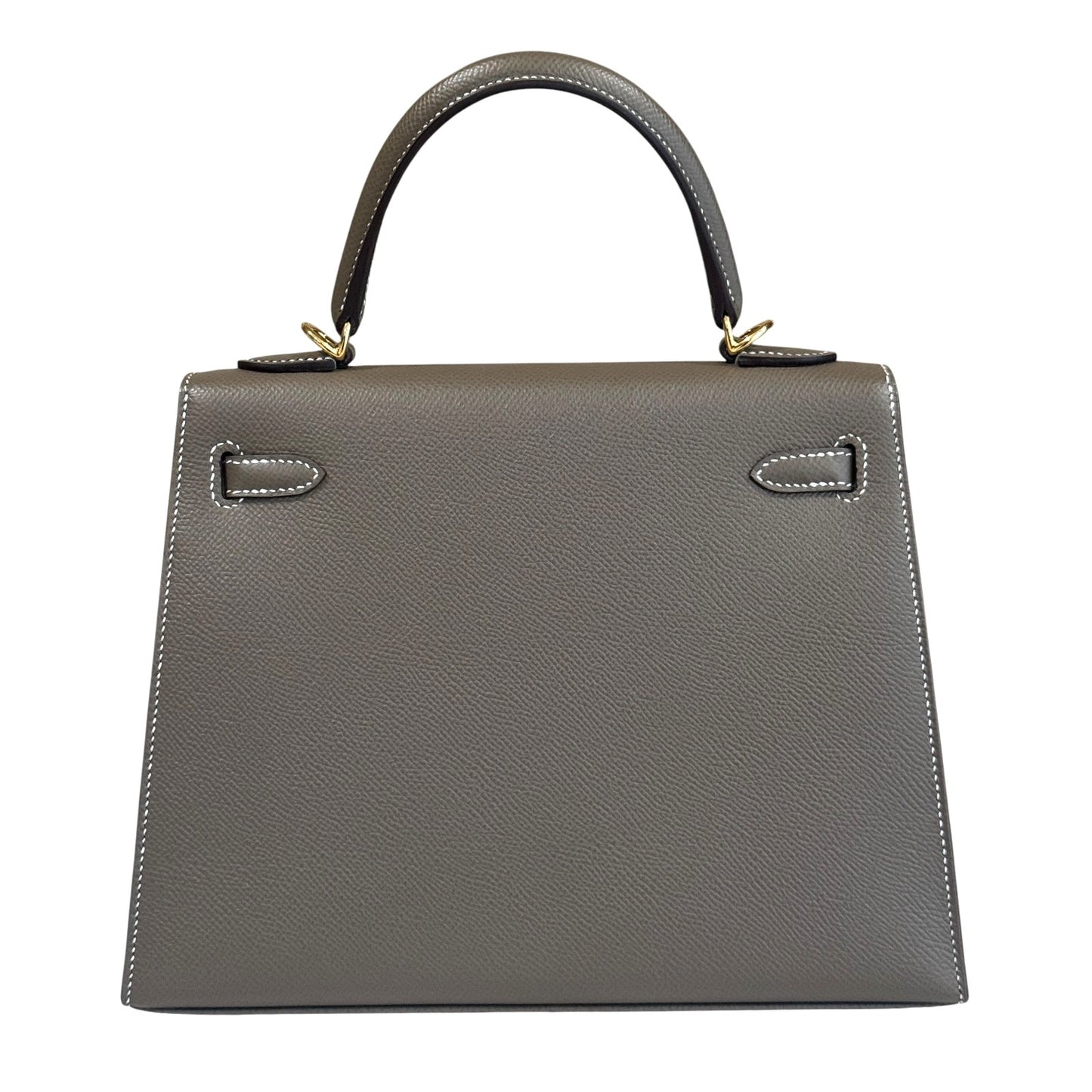 Hermes Kelly 25 Sellier Etoupe Gray Epsom Leather Gold Hardware