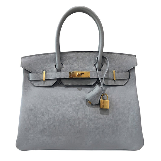 Hermes Birkin 30 Blue Glacier Gray Epsom Leather Gold Hardware Rare