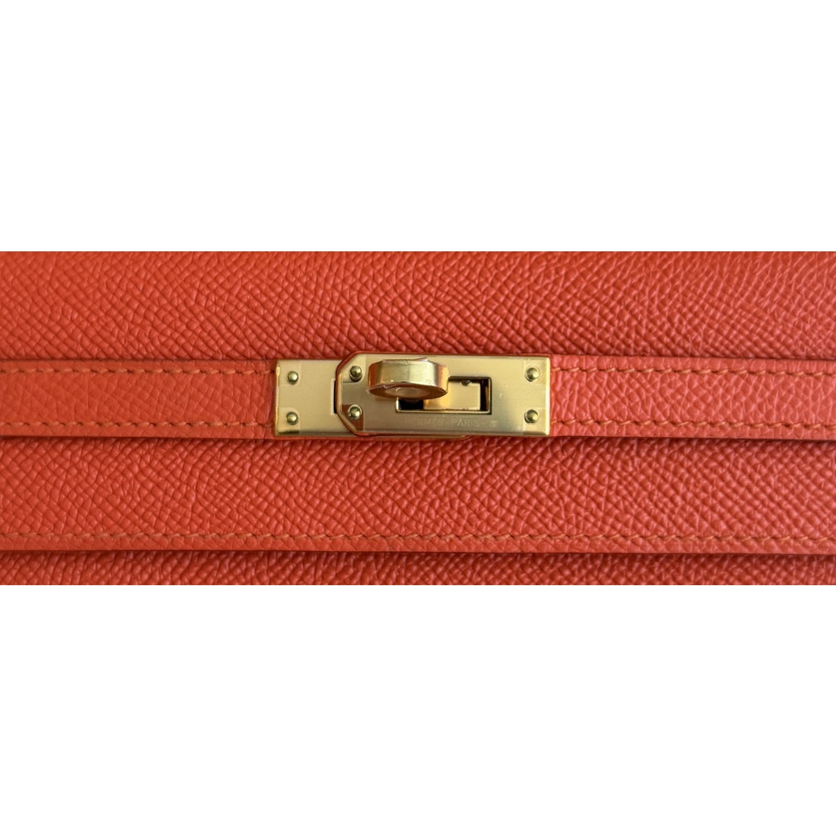 Hermes Kelly 25 Sellier Feu Orange Epsom Gold Hardware RARE