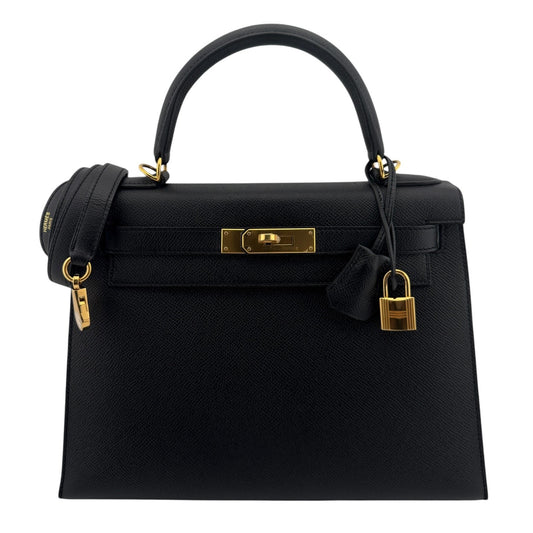 Hermes Kelly 28 Sellier Black Noir Epsom Leather Gold Hardware