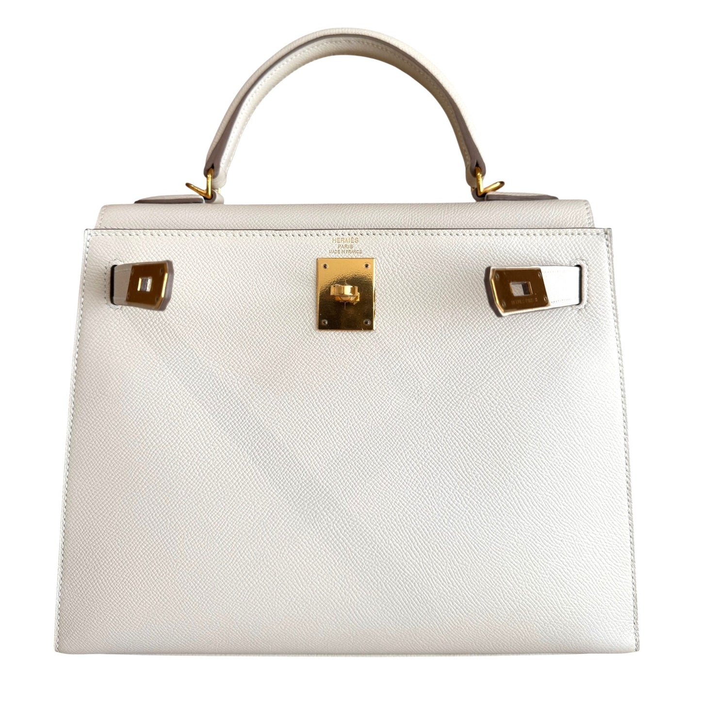 Hermes Kelly 28 Sellier Craie White Epsom Leather Gold Hardware RARE