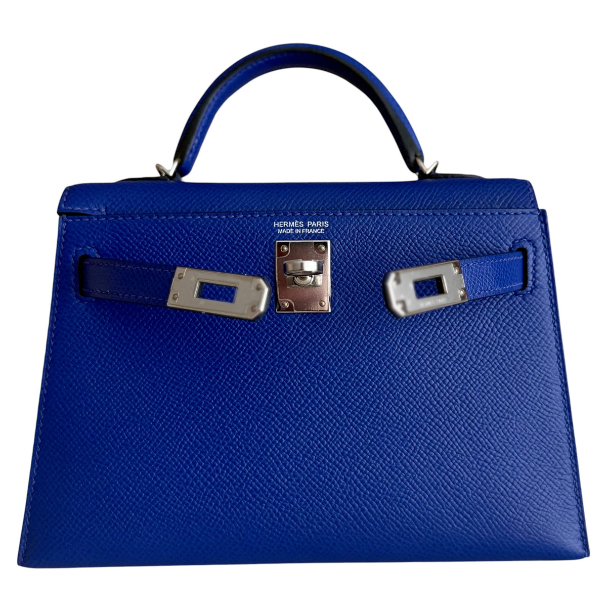Hermes Kelly Mini 20 Blue Electric Epsom Leather Palladium Hardware RARE