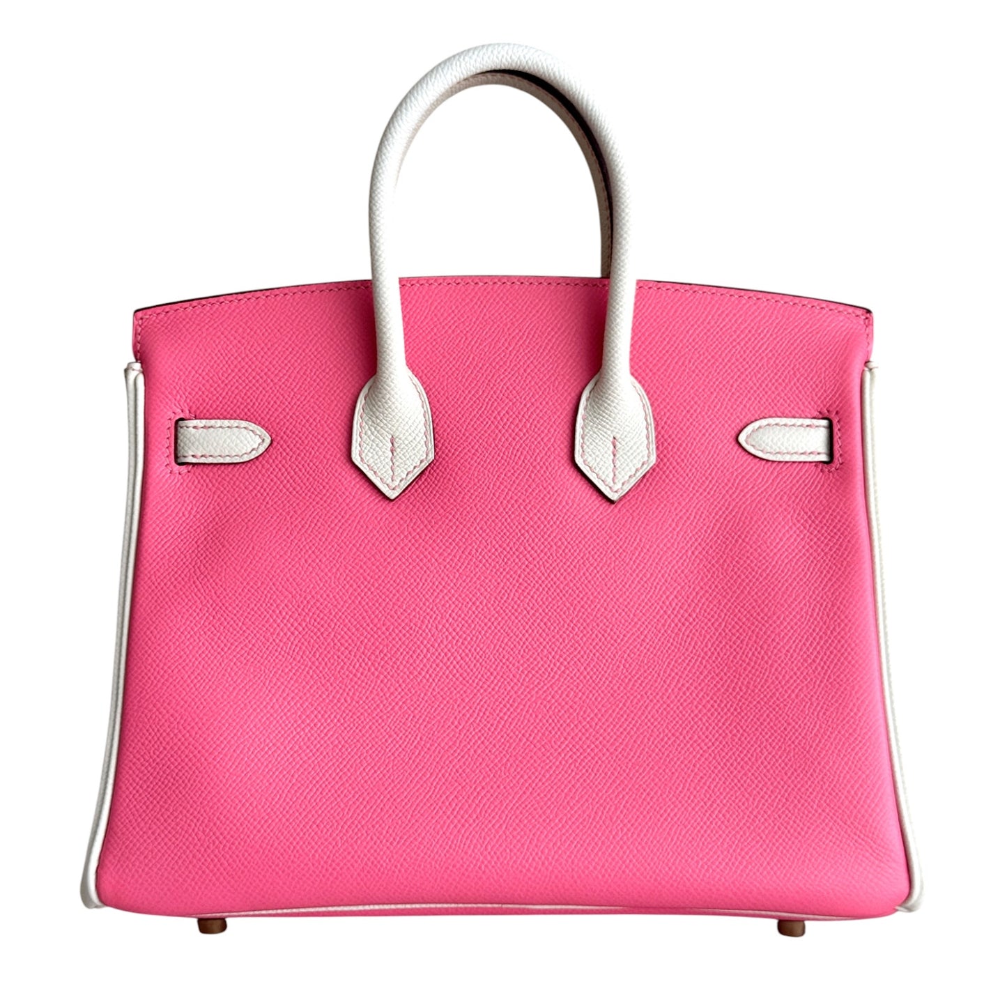 Hermes Birkin 25 Special Order Rose Azalee and Craie Epsom Leather Brushed Gold