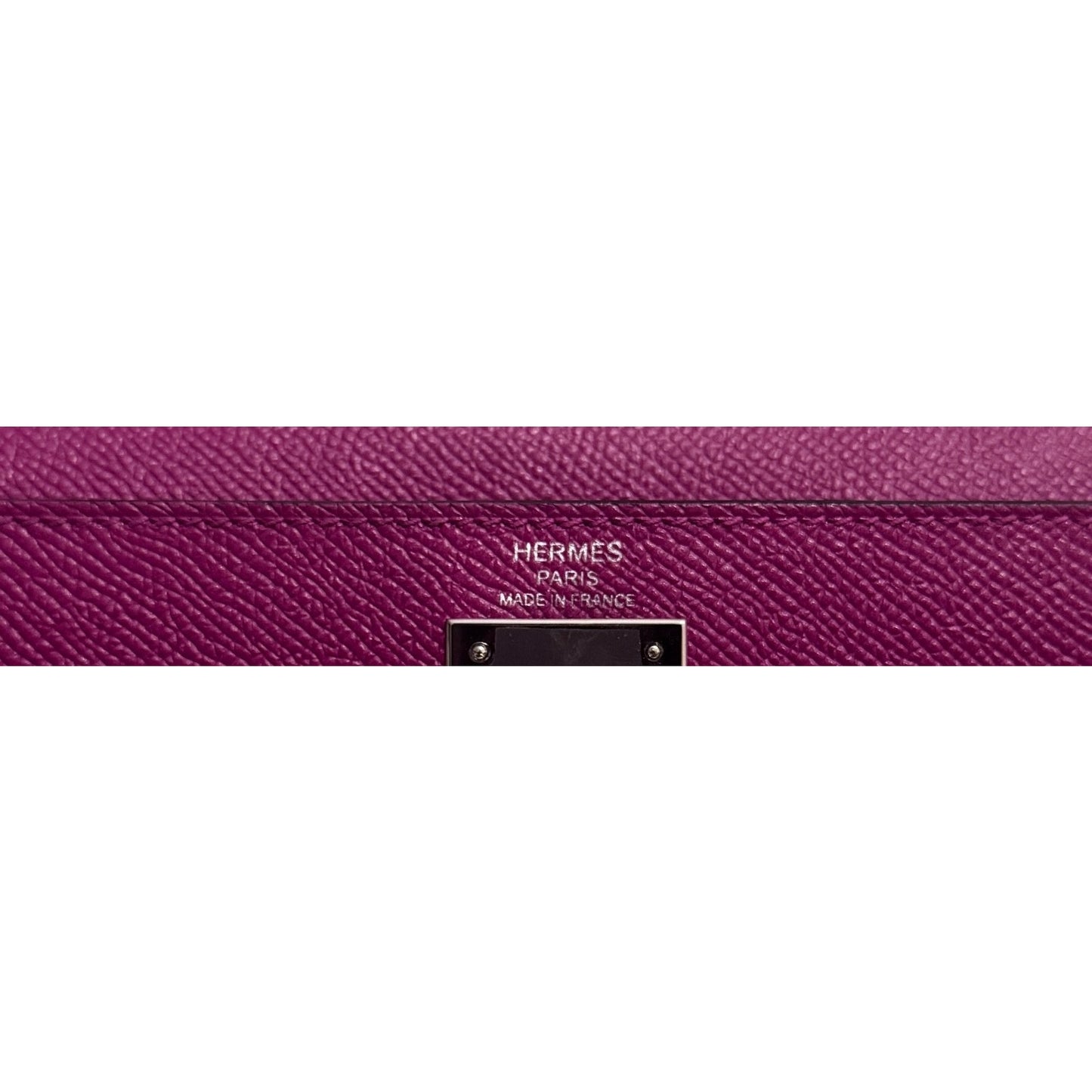 Hermes Kelly 28 Sellier Rose Pourpre Pink Purple Epsom Leather Palladium
