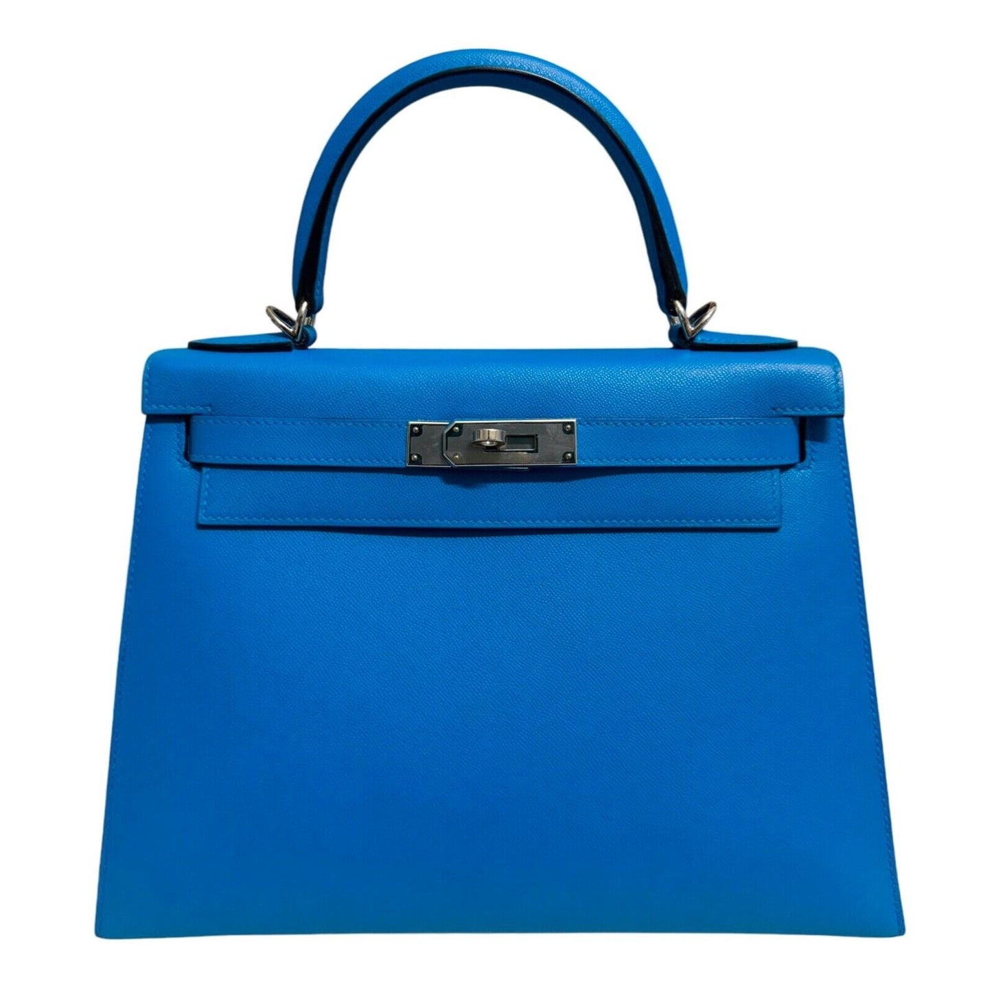 Hermes Kelly 28 Sellier Blue Frida Madame Leather Palladium Hardware