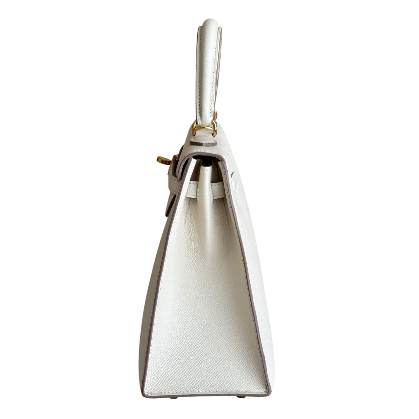 Hermes Kelly 25 Sellier Craie White Epsom Leather Gold Hardware