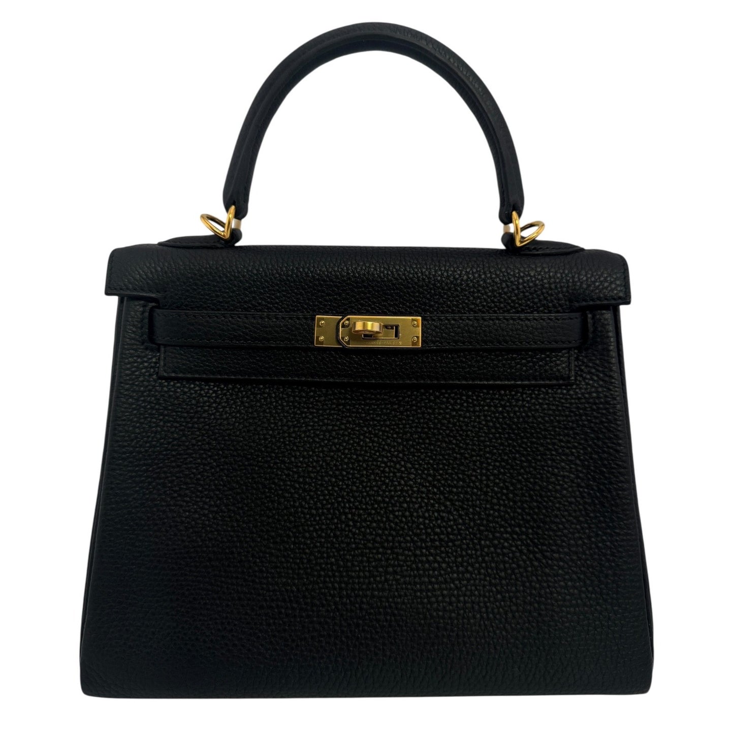 Hermes Kelly 25 Black Noir Togo Leather Gold Hardware RARE