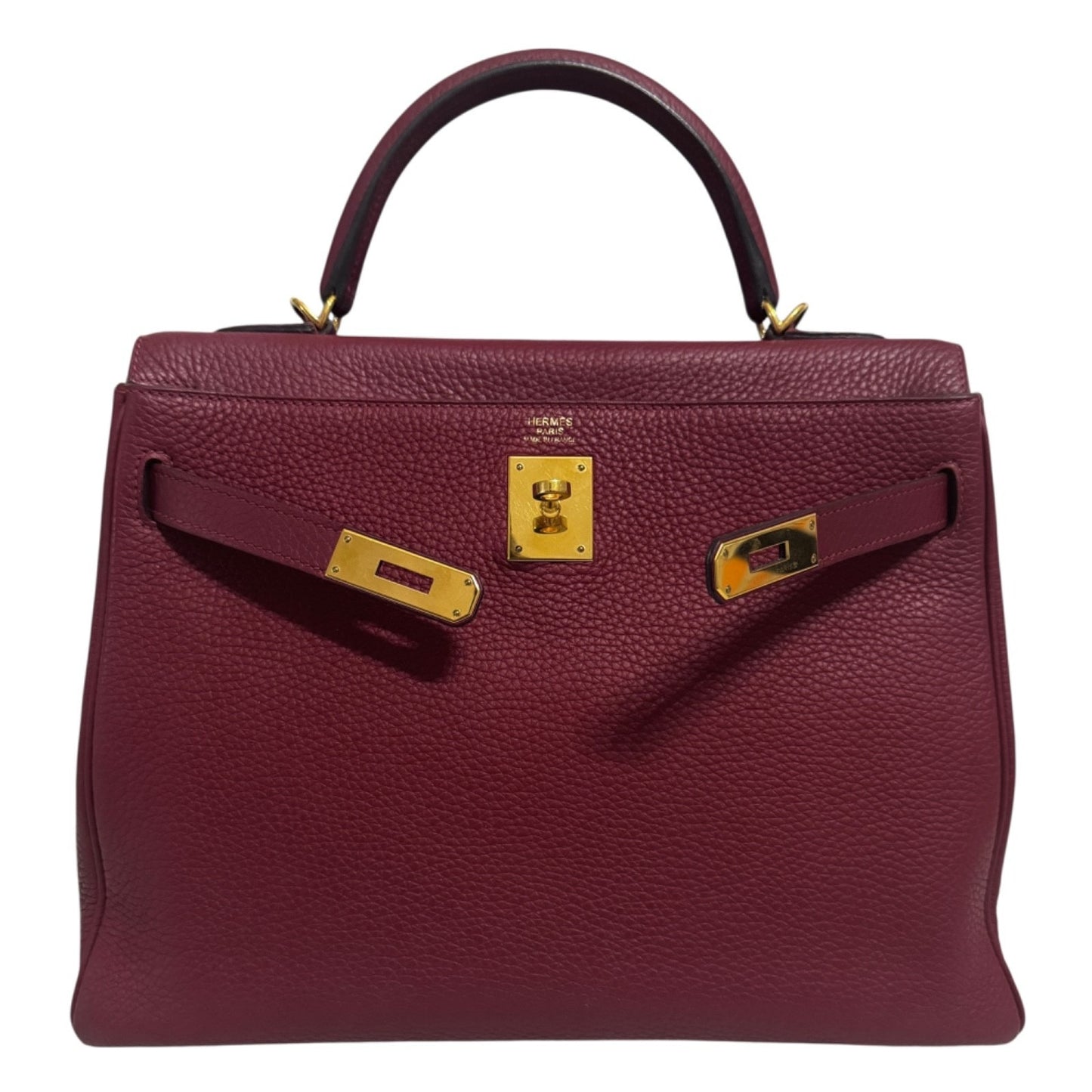 Hermes Kelly 32 Rouge Grenat Red Leather Gold Hardware