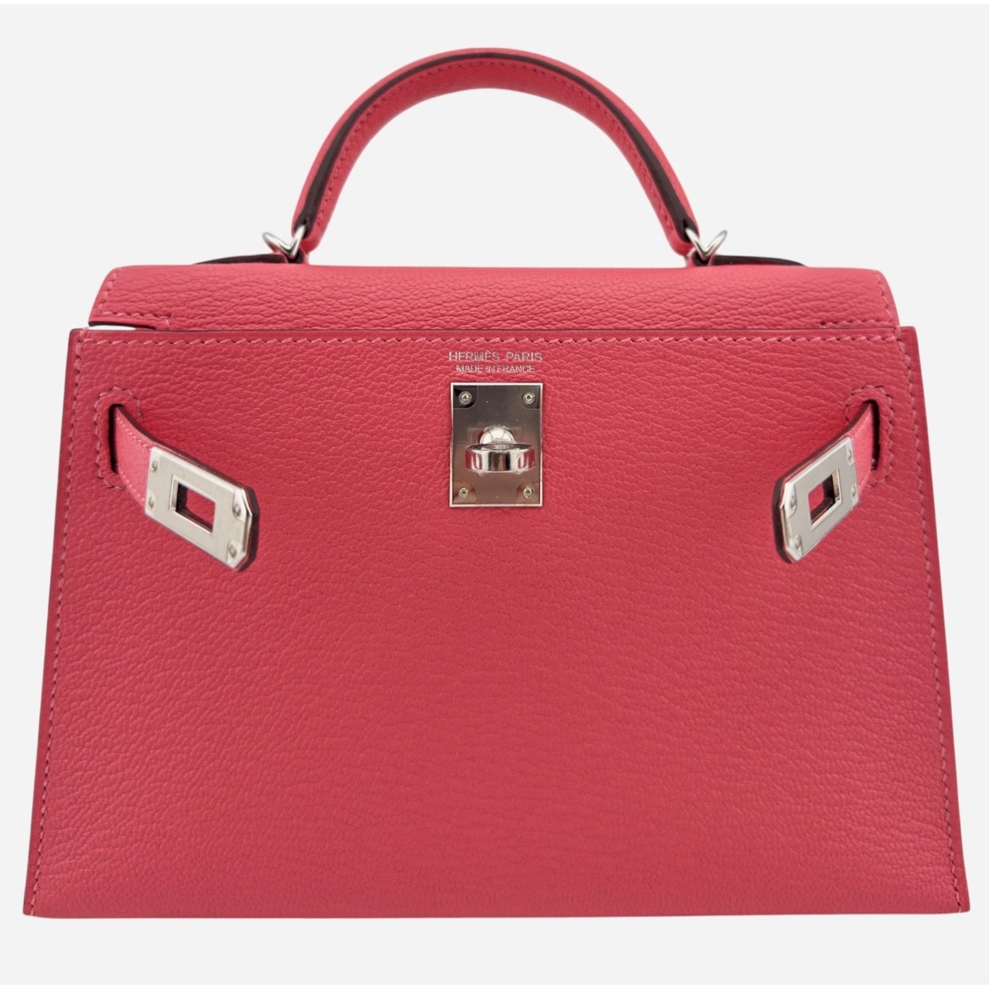 Hermes Kelly Mini 20 Rose Azalee Pink Chèvre Leather Palladium Hardware RARE