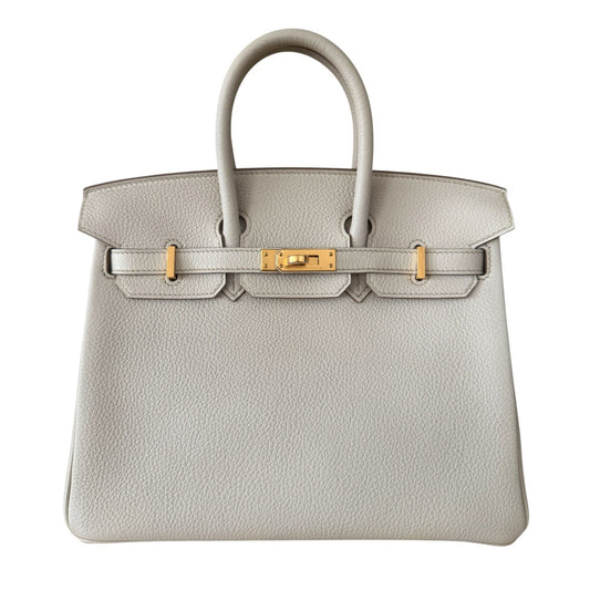 Hermes Birkin 25 Beton Beige Cream Togo Leather Gold Hardware