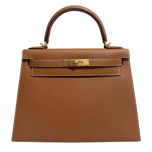 Hermes Kelly 28 Sellier Gold Tan Epsom Leather Gold Hardware RARE