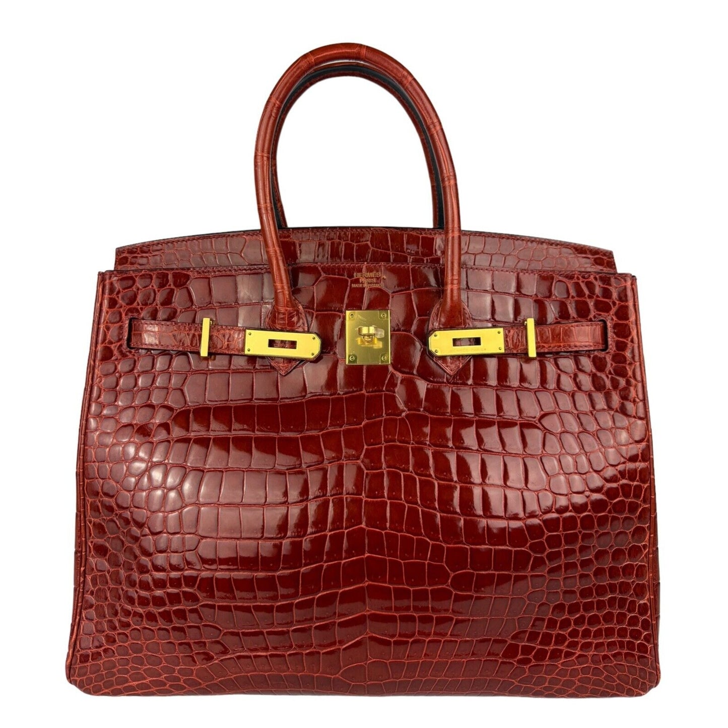 Hermes Birkin 35 Miel Honey Brown Crocodile Shinny Niloticus Nilo Gold Hardware