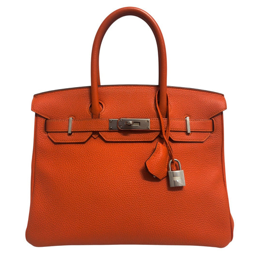 Hermes Birkin 30 Orange Feu Togo Leather Palladium Hardware